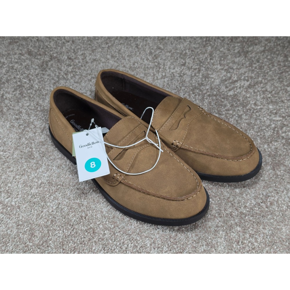 Goodfellow & Co Orson Mens Brown Faux Suede Penny Loafers Size 8 Memory Foam New